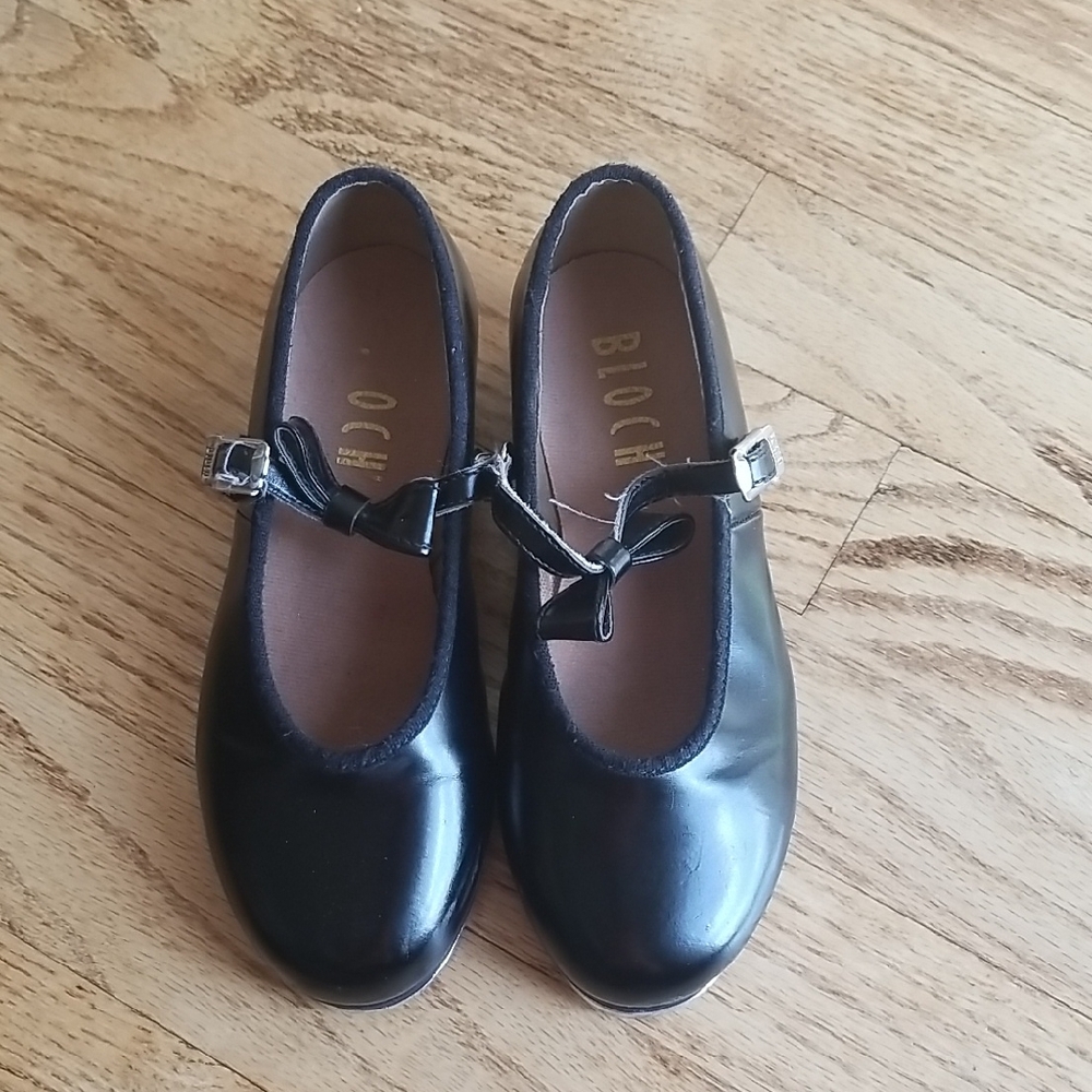 (12) BLOCH Techno Tap Youth Dance Shoes Mary Jane Retro Patent Bow